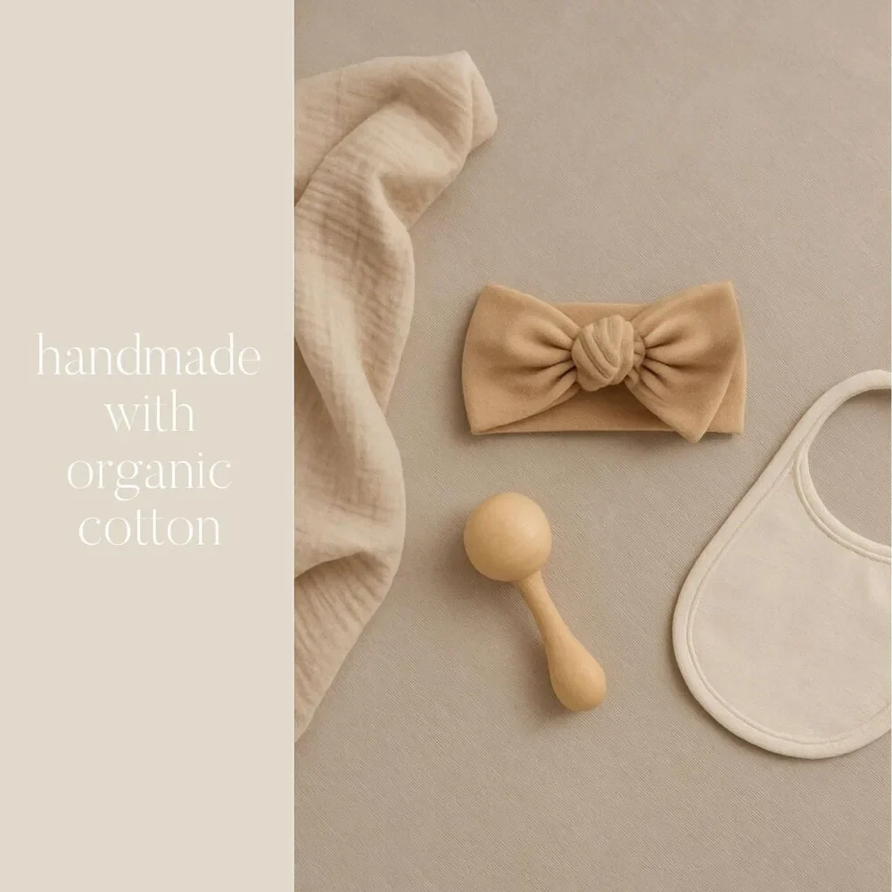Organic Cotton Natural Baby Girl Bow | Sustainably Made Newborn Headband